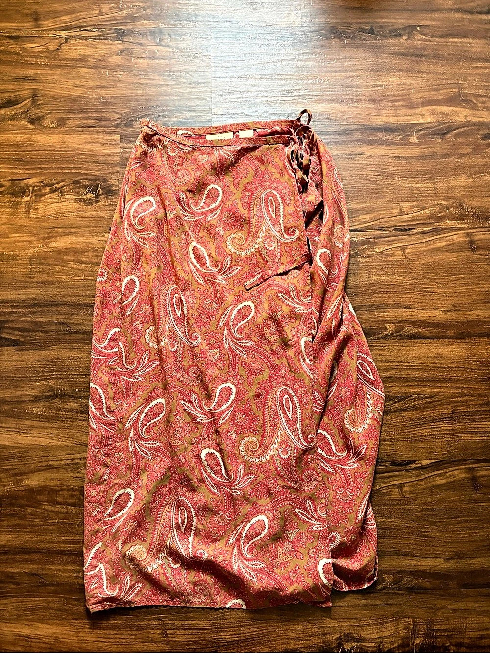 Vintage Limited Edition Paisley Wrap Midi Skirt in Red & Green